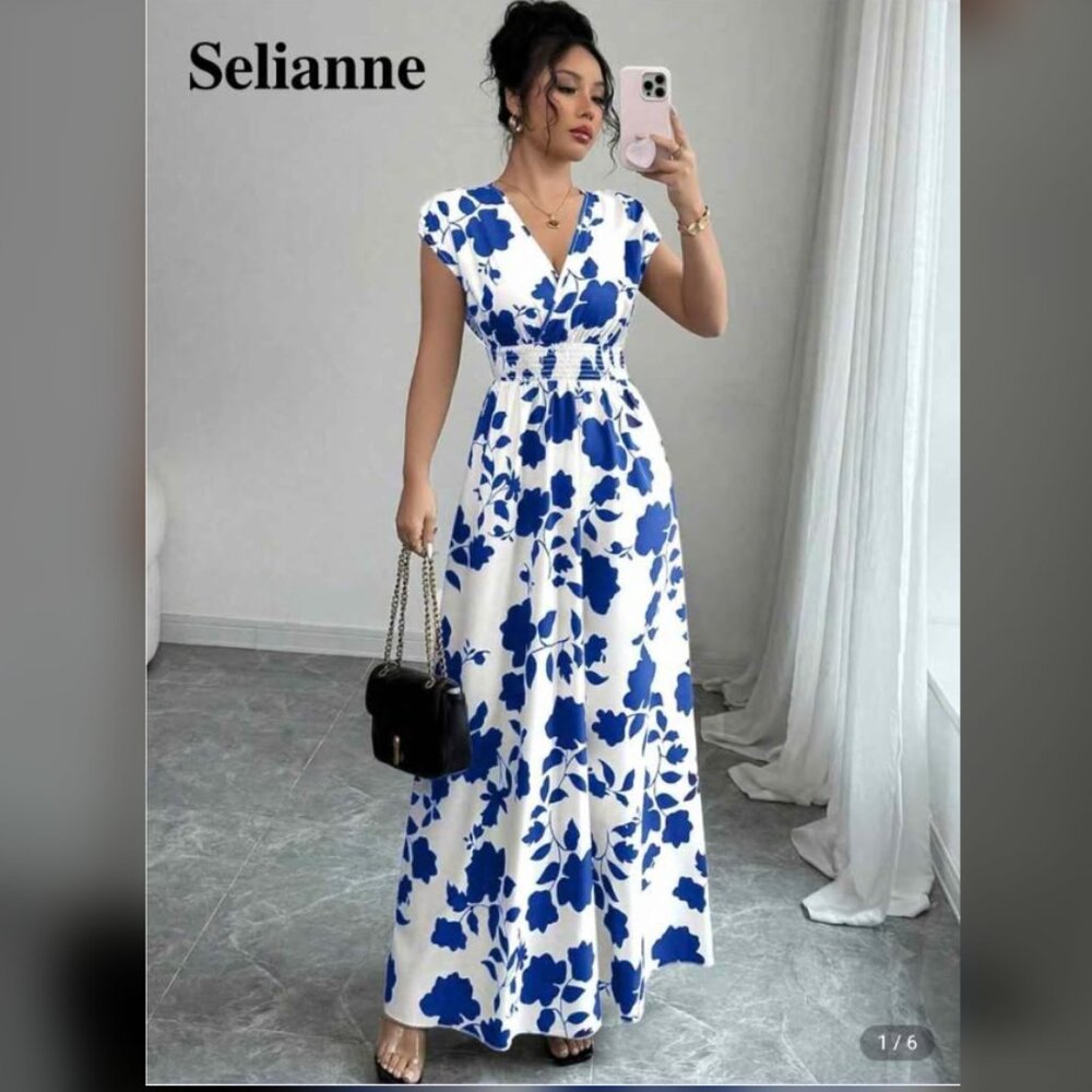 Shein Blue and White floral dress
